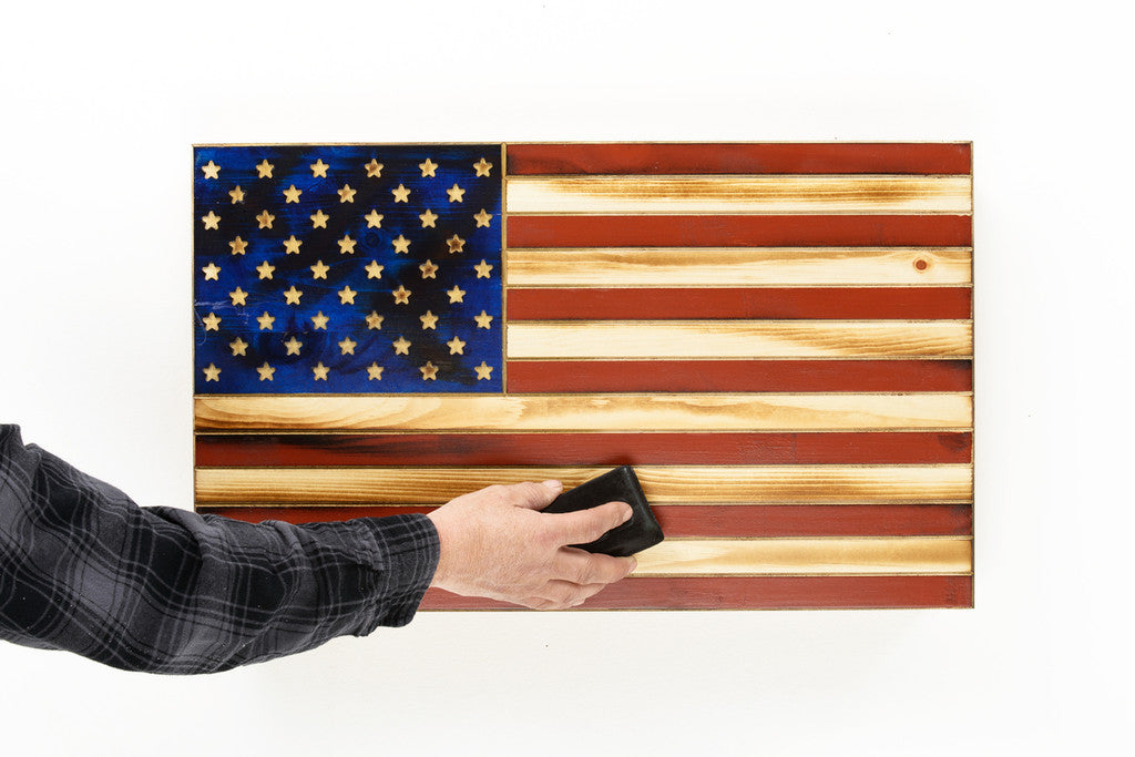 "Old Glory" Red & Blue Rustic Flag